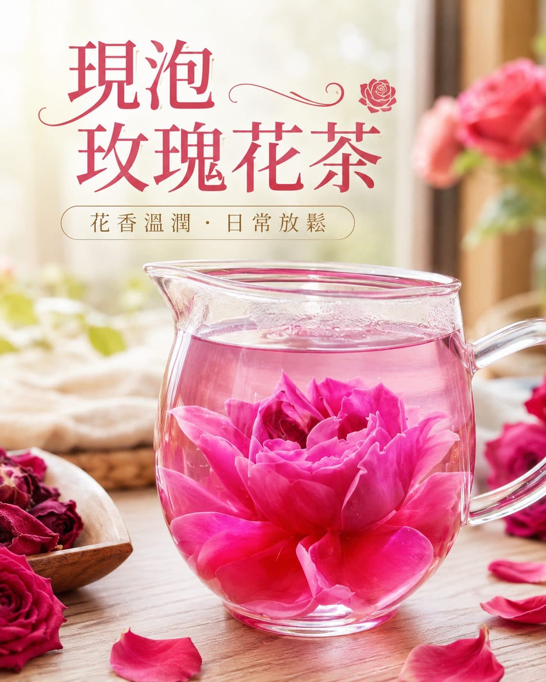 墨紅玫瑰花茶